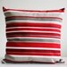 Red pillow cover - throw pillows - decorative covers - 16x16 - natural cotton fabric with stripes