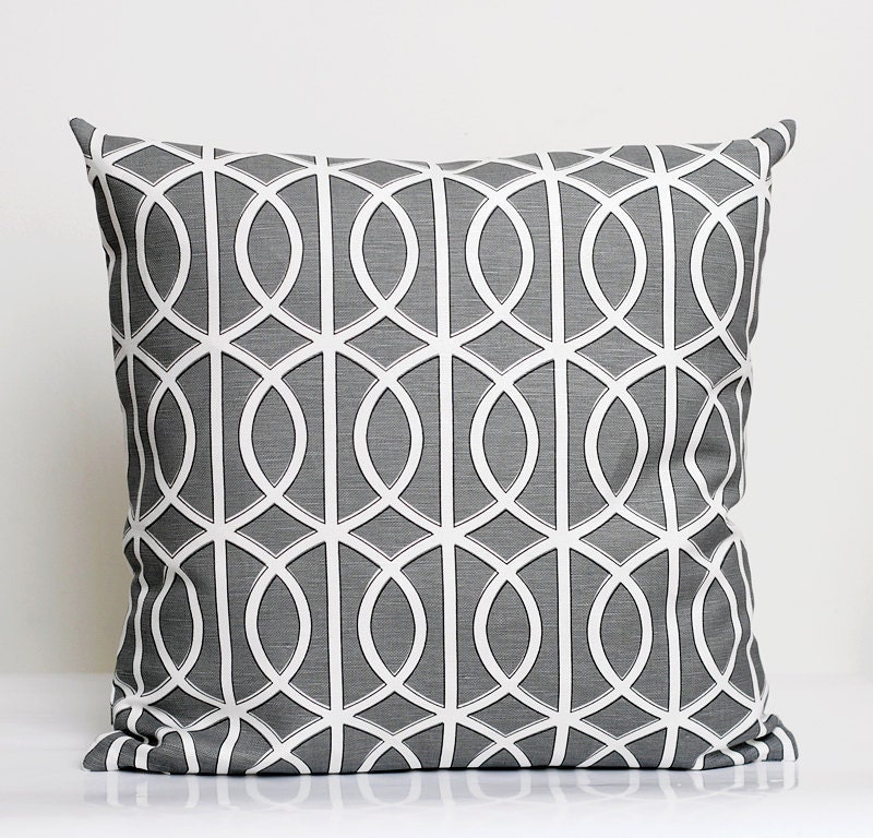 Gray modern pillow cover from linen cotton blend luxury