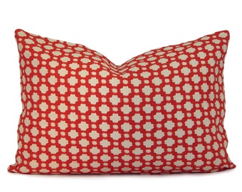 Lumbar Pillow Cover in Betwixt Spark by Celerie Kemble - Warm Red & Ivory - Throw Pillow - Accent Pillow