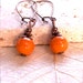 Orange Bead Earrings, Long Copper Earrings, Orange Glass Earrings, Halloween Jewelry, Vintage Style Jewelry, Dark Orange & Copper, Cute