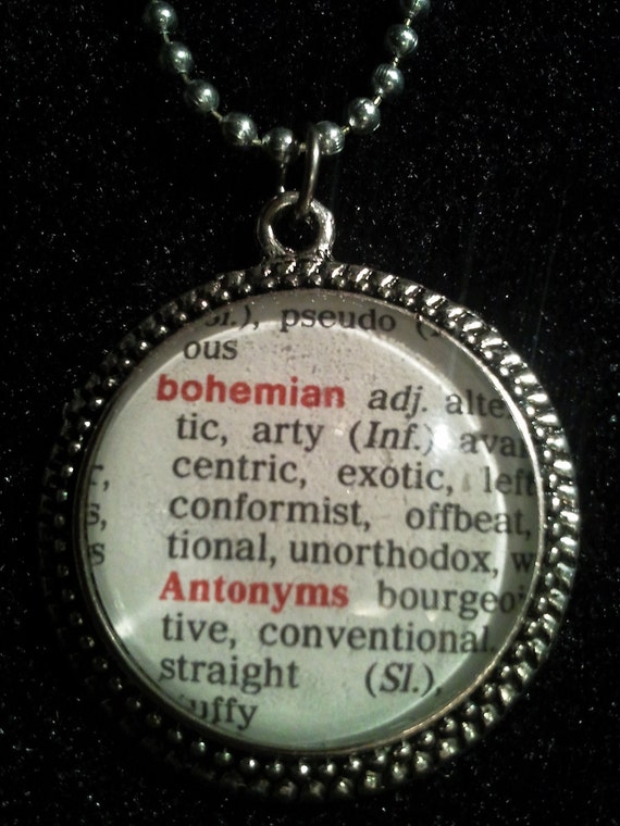 Items similar to Bookish necklace the word BOHEMIAN from a vintage