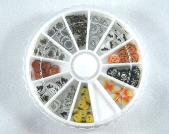 Halloween Fimo Cane Slices Nail Art Wheel, Polymer Clay Slices