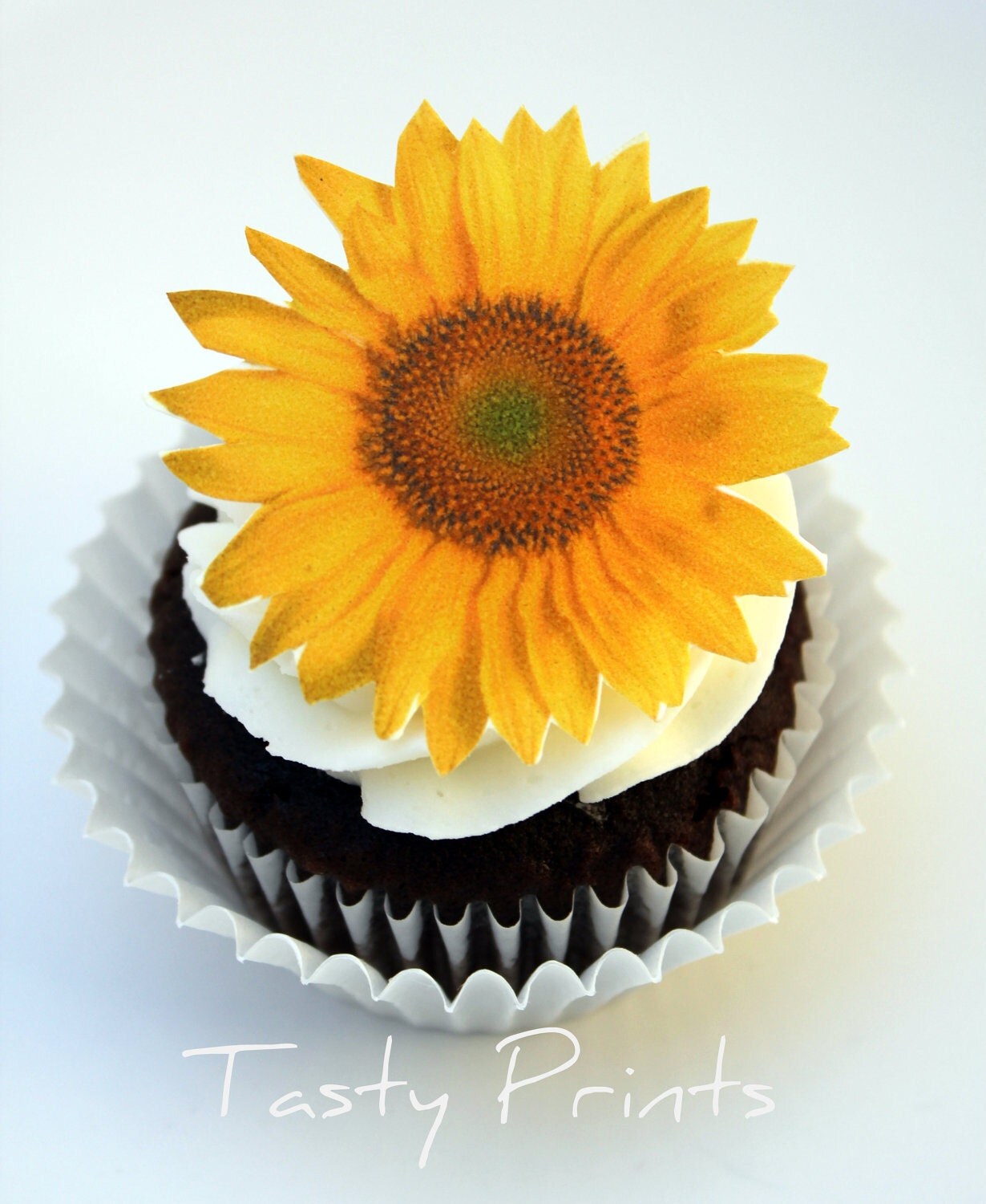 Edible Sunflower 12 Cupcake Toppers Tasty Print By TastyPrints