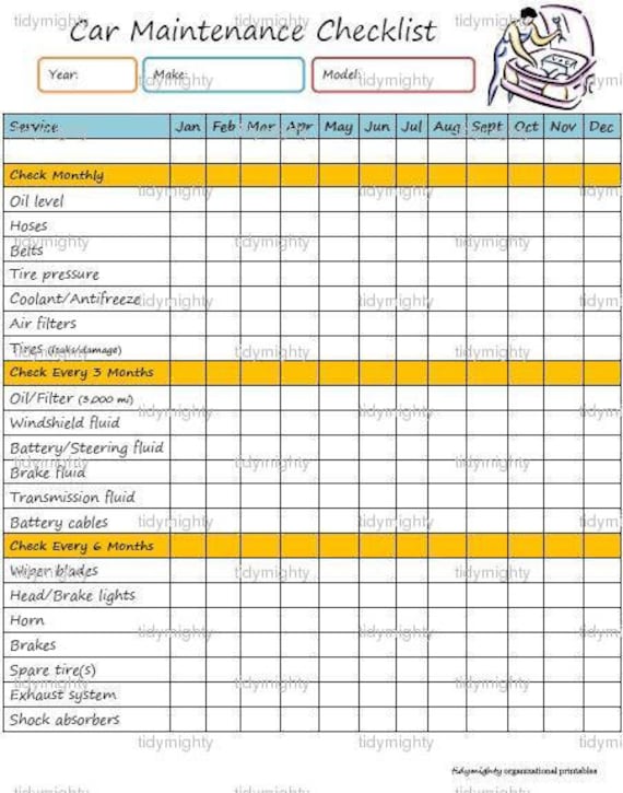 maintenance checklist car