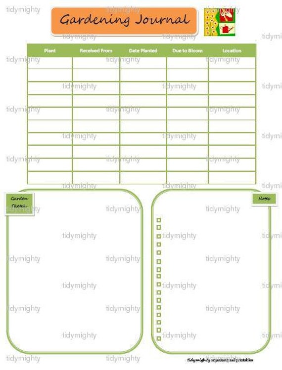 Garden Journal / Planner / Organizer Printable PDF by tidymighty