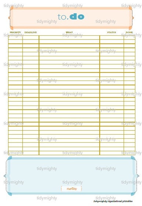 Priority To Do List / Planner Printable PDF by tidymighty