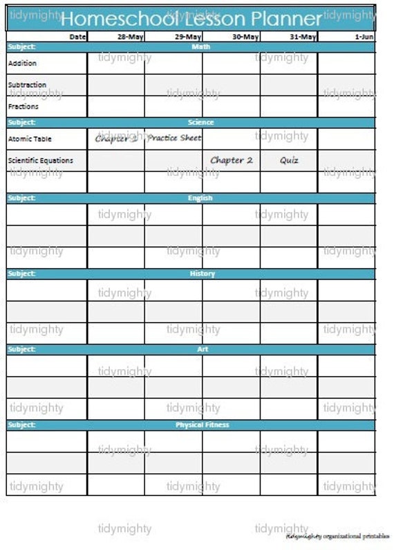 homeschool lesson planner free printable