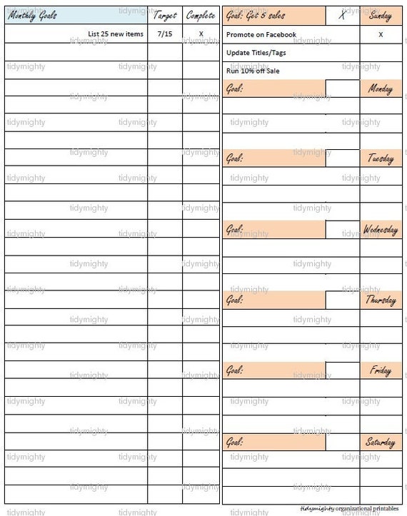 monthly weekly goal planner checklist printable pdf