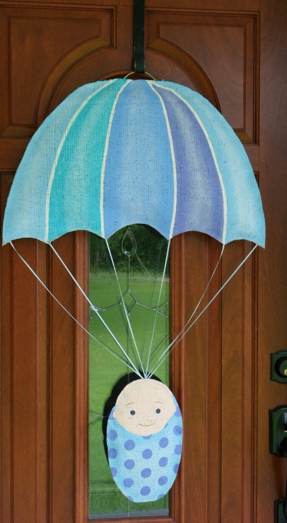 Items similar to Parachute baby bundle burlap and wall hanger on Etsy