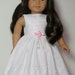 Made to Order , White Eyelet Lace Broderie Anglaise Dress for 18" American Girl Dolls Clothes, Clothing - Pink Rosette pearls