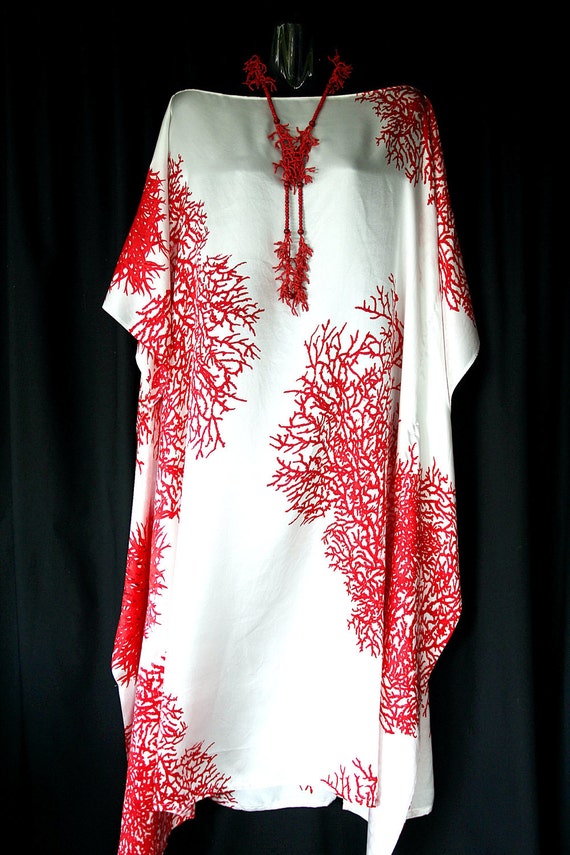 Red Coral Pure Silk Kaftan 