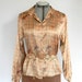 Vintage Silk Blouse 70s Beige Blouse Plaid Paisley Floral Print. Mad Men Fashion. Secretary Blouse.