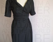 Wrap wool dress in black / Custom made Smart casual Work/ Career Dress for women by FedRaDD