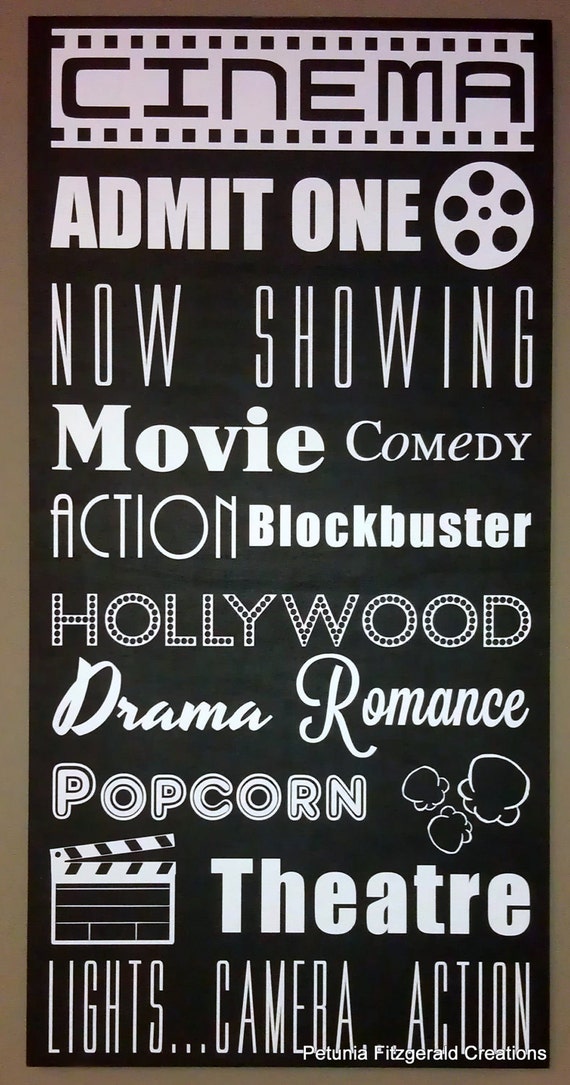 Items similar to 12x24 Movie/Cinema Themed Typography Word Art Painting