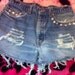 Studded Blue Shorts Distressed High Waisted Silver Pyramid Studs Spikes Size 34W