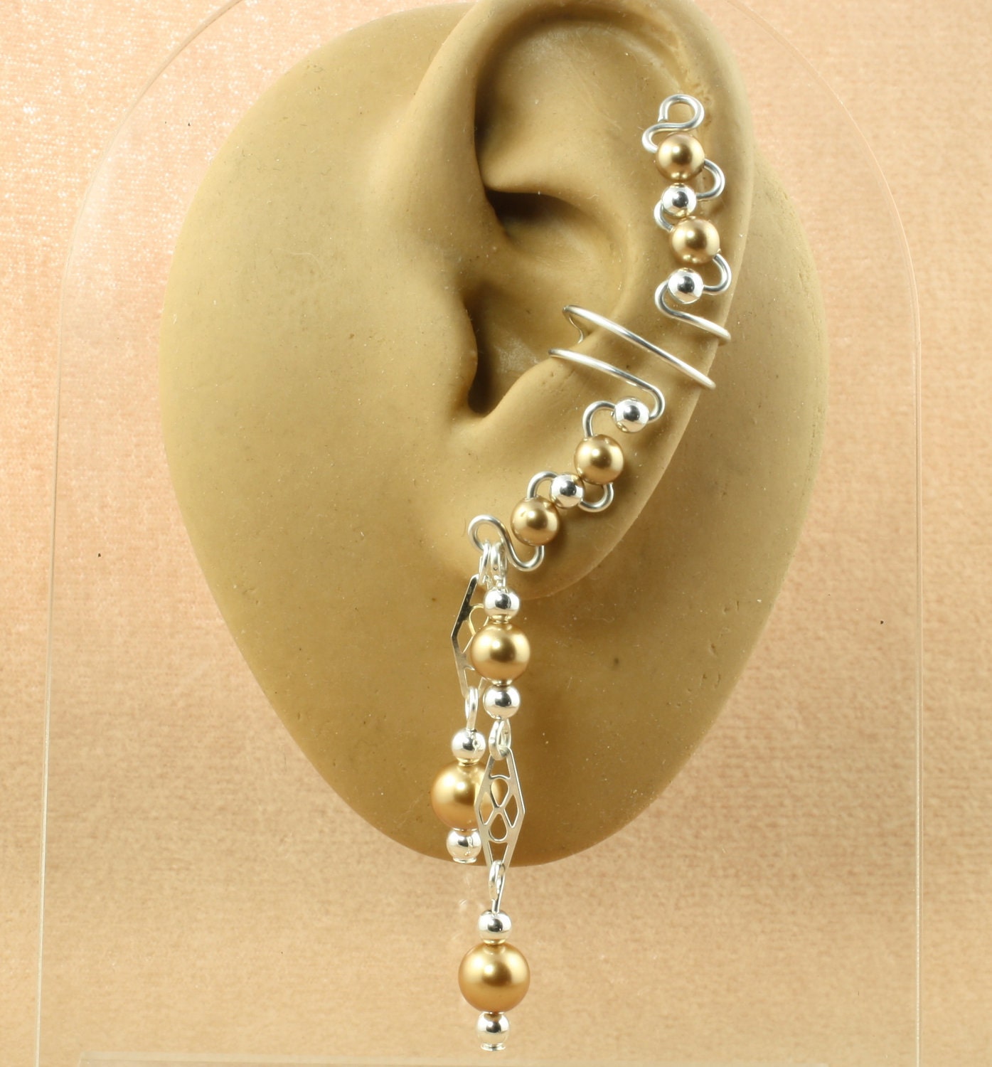 Ear Cuffs Sterling Silver Pair of Pearl Ear by AdoraBellaJewelry