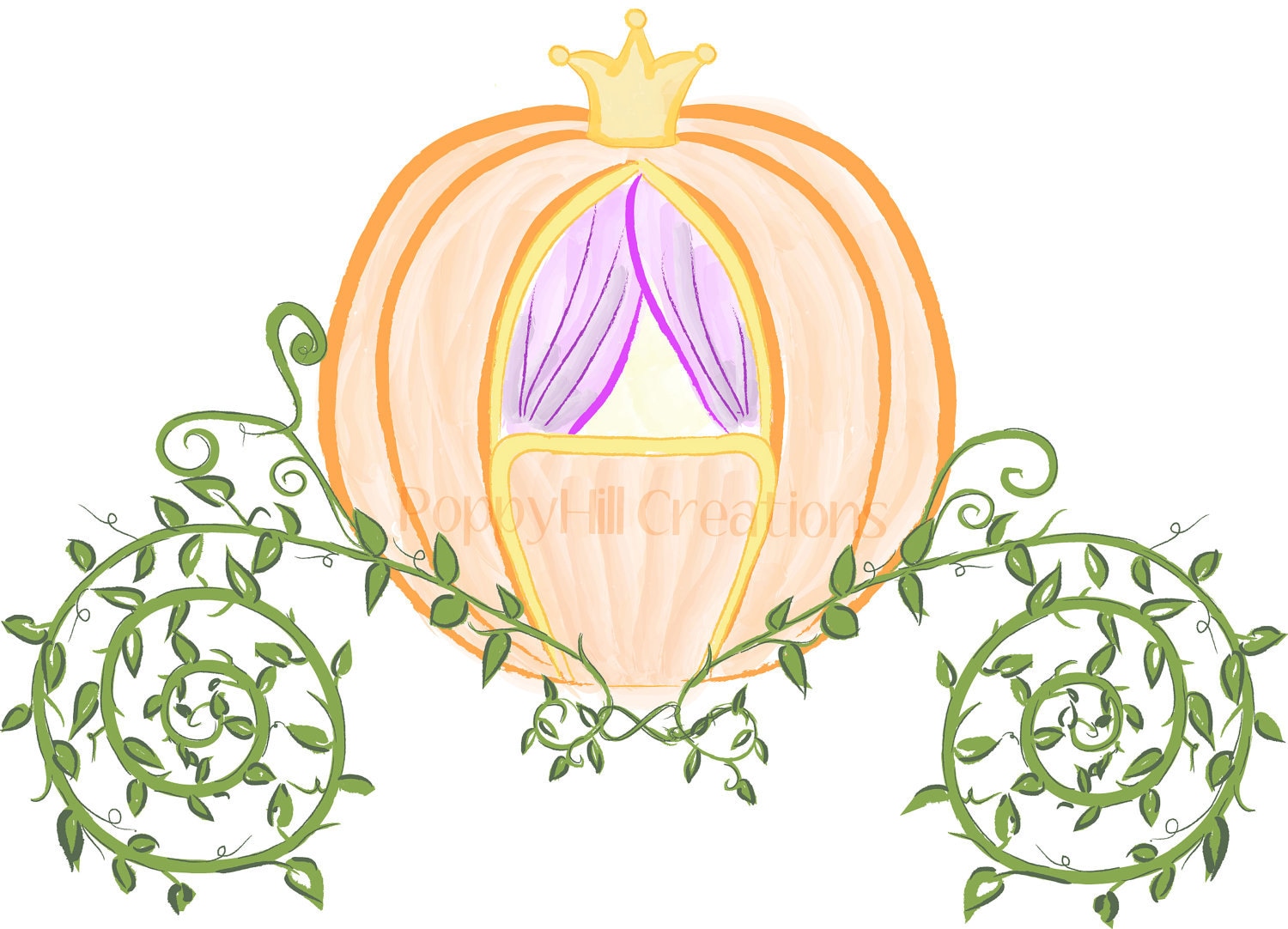 INSTANT DOWNLOAD Cinderella's Pumpkin Coach Digital Clip
 Disney Cinderella Carriage Clipart