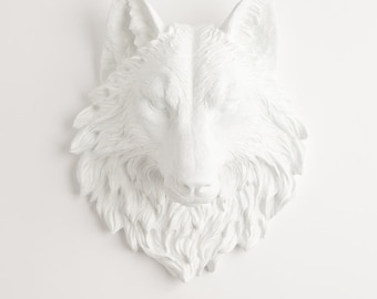 White Faux Wolf Head The Lincoln -- Resin Wolf Mount by White Faux Taxidermy - Chic & Trendy Faux Animal Heads