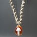 Handmade earth Hemp necklace with Handblown GLASS Mushroom bead pendant RED Orange