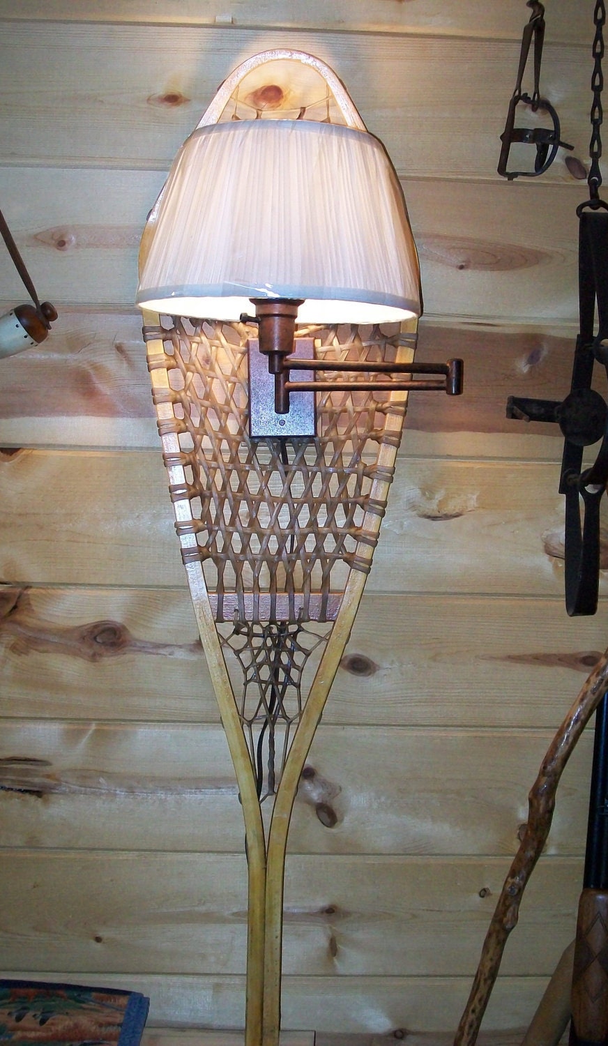 Rustic Snowshoe wall lamp cabin lodge decor light