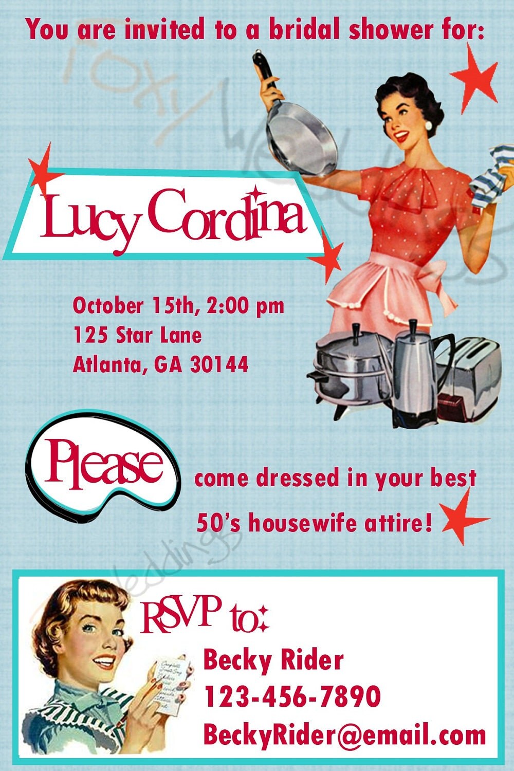 50'S Bridal Shower Invitations 10