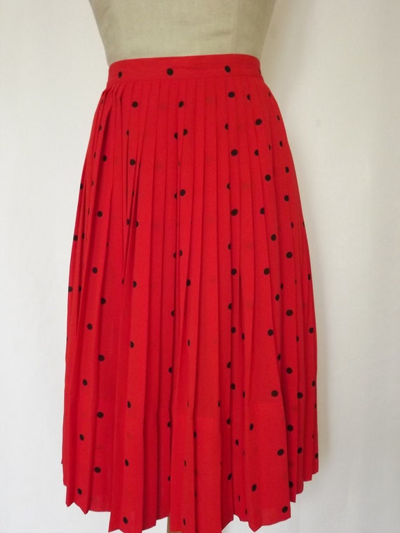 Items Similar To Vintage Accordion Pleated Skirt Red With Black Polka