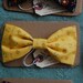 Sunshine Floral Bow-Tie Hair Clip - Large Vintage Fabric Bow - Yellow, Orange, Green Flowers - Made in France Barrette - For Child or Adult