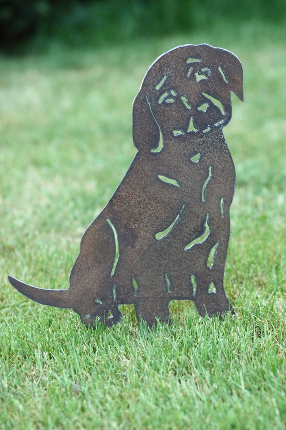 Lab Puppy metal yard art