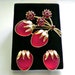 RESERVED Signed SARAH COV glass Strawberry Festival Brooch Pin & Earrings Set