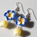 Blue Yellow Earrings , Flower Earrings , Blue Floral Earrings , Summer Earrings