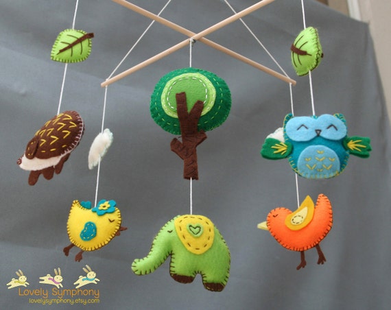 Forest baby mobile Animals baby mobiles Spring hanging