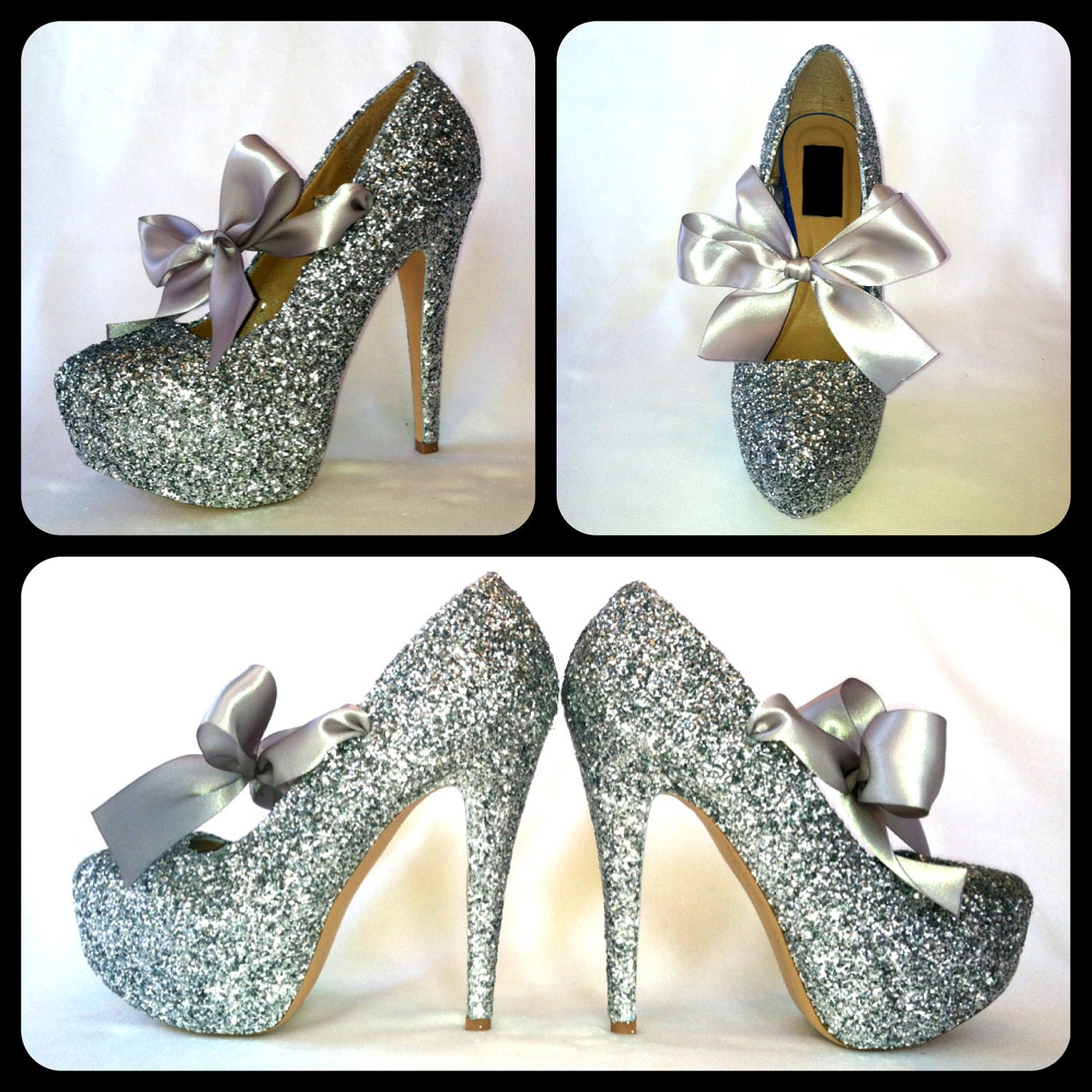 dark grey sparkle heels