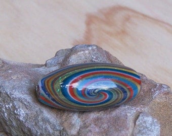 Handblown Glass Spiral Reversal Glitter Bead