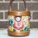 1950s Woven Flower Bucket Purse Bag Unique Wooden Base and Lid Metal Studs