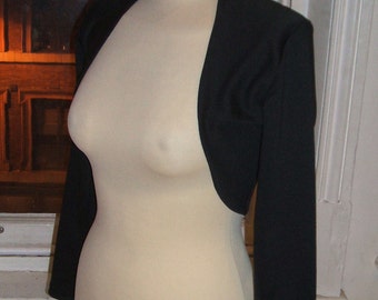 Baylis & Knight Black Ponte Cropped Bolero Long Sleeved Cardigan Wrap Stole Shrug