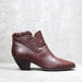 Vtg 80s Brown Leather Avant Garde Futuristic Quilted Ankle Boots 6