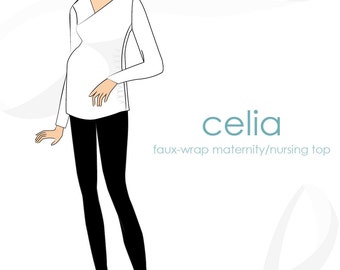 Maternity / nursing top pattern: Celia wrap-top maternity pattern / nursing pattern, PDF