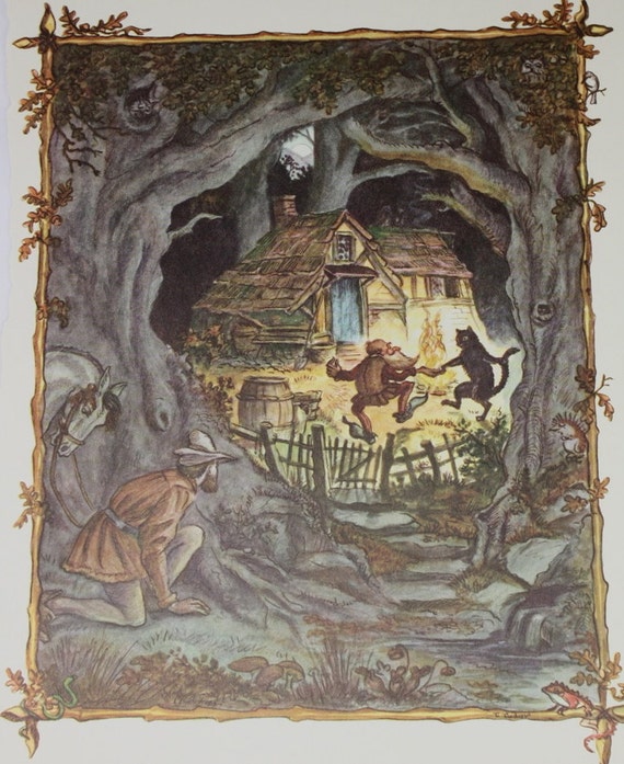 Rumpelstiltskin Fairy Tale Illustration Original 1961