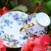 Vintage Cup & Saucer - Purple Pansies , Hand Painted , Gold Edge - 1960's - Gorgeous!