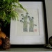 Korean Linocut Print - STRAW WRAPPED TREES - Abstract Tree Print 5x7 - Ready to Ship