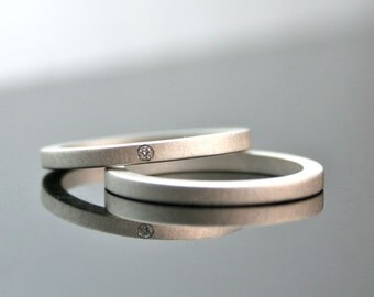 one tiny diamond ring set simple wedding rings sterling silver engagement ring set - Etsy Wedding Rings one tiny diamond ring set simple wedding rings sterling silver engagement ring set - Etsy Wedding Rings