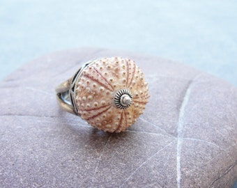 Sterling Silver Sea Urchin Ring Pastel Pink Sultan Ring
