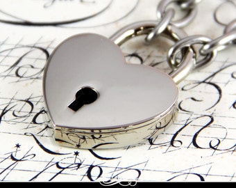 Locking Bracelet. 50 Shades of Grey Heart Lock Bracelet.