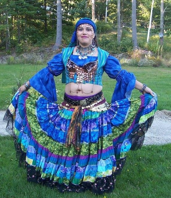 Custom Made 30 Yd. Patchwork Tiered Skirt-Great for Bellydance,Steampunk,Boho,Goth,Pirate,Vampire