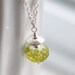 Green Glass Necklace, Garden Wedding, Pendant Necklace, Green and White Etched Glass Pendant and Sterling Silver Chain Garden Jewelry