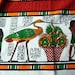Sale, Vintage Tablecloth, Linen Table Cloth, Egyptian, 56 x 80 inches Red Green Gold Christmas in July