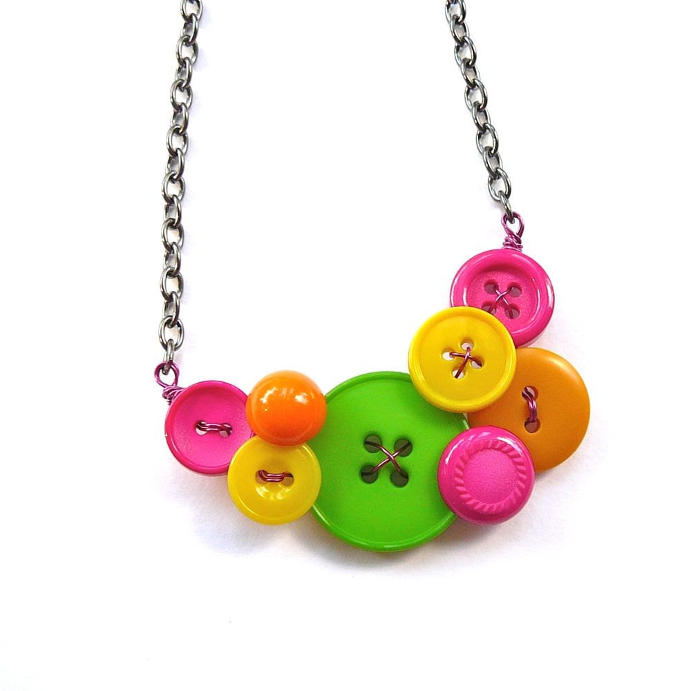 Fun and Colorful Bright Neon Necklace Hot Pink Lime Green