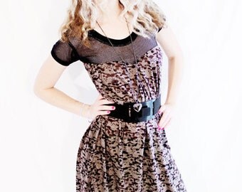 50% OFF SALE Fishnet Fashionista splatter print graffiti glitter fishnet dress | 90s mini dress