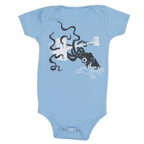 Squid vs Brooklyn Bridge Baby One Piece Bodysuit Romper