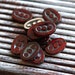 True Blood - Czech Glass, Translucent Red, Picasso, Three Dot Ovals 18x12mm - 4 Pc